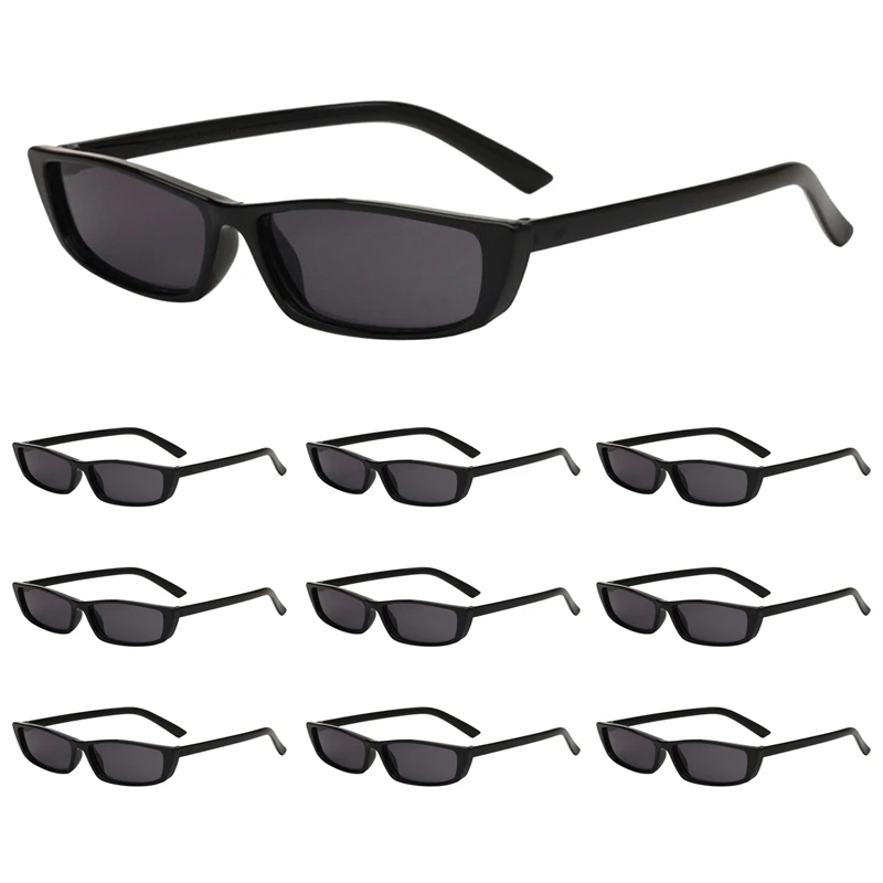 10 Ročník Obdélník, Sluneční Brýle, Ženy, Móda Kočičí Oko, Brýle Trend Malého Rámu Černá Sluneční Brýle Retro Hubená Brýle