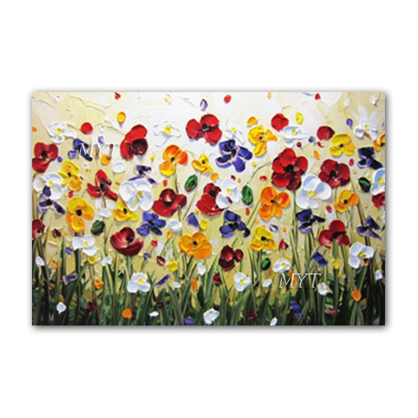 100% Ručně Malované Obrazy na Plátno Nůž Květinové olejomalby Na Plátno Nástěnné obrázky Pro dětský Pokoj Domácí Výzdoba, Nerámováno