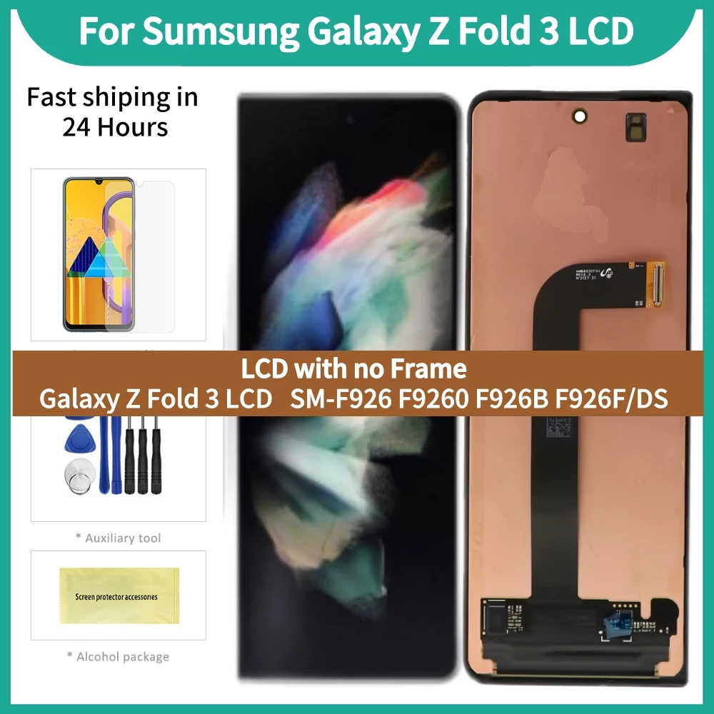 100% Super AMOLED Pro Samsung Galaxy Z Fold 3 Zobrazení SM-F9260 F926B F926U 5G Lcd Dotykový Panel Obrazovka Digitizer Shromáždění