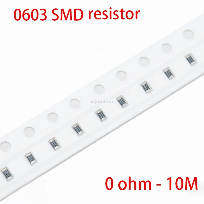 1000ks 0603 SMD 1/8W čipu rezistor, rezistory 0 ohm - 10M ohm 0R 4.7 R 100R 200R 1K 220R 4.7 K 4K7 10K 100K 200K odpor 220K