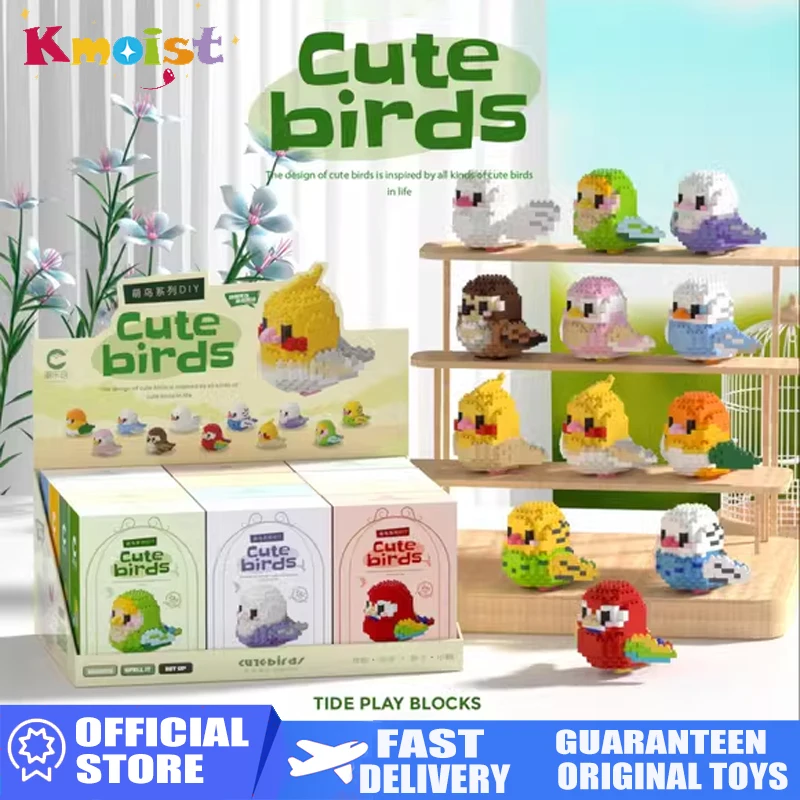 12Set/lot Mini Roztomilé Ptáky Malé Stavební Bloky DIY Kreativní Zvířat, Vzdělávací Hračky Pro Chlapce, Dívky, Děti, Vánoční Dárky Kit
