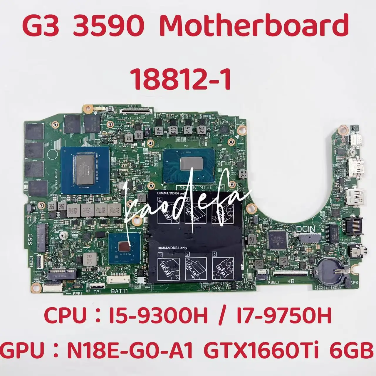 18812-1 základní Deska Pro Dell G3 3590 Notebooku základní Desku, CPU: I5-9300H I7-9750H GPU:GTX1660Ti 6GB KN-0XHJ4R KN-0FMG64 100% Test Ok