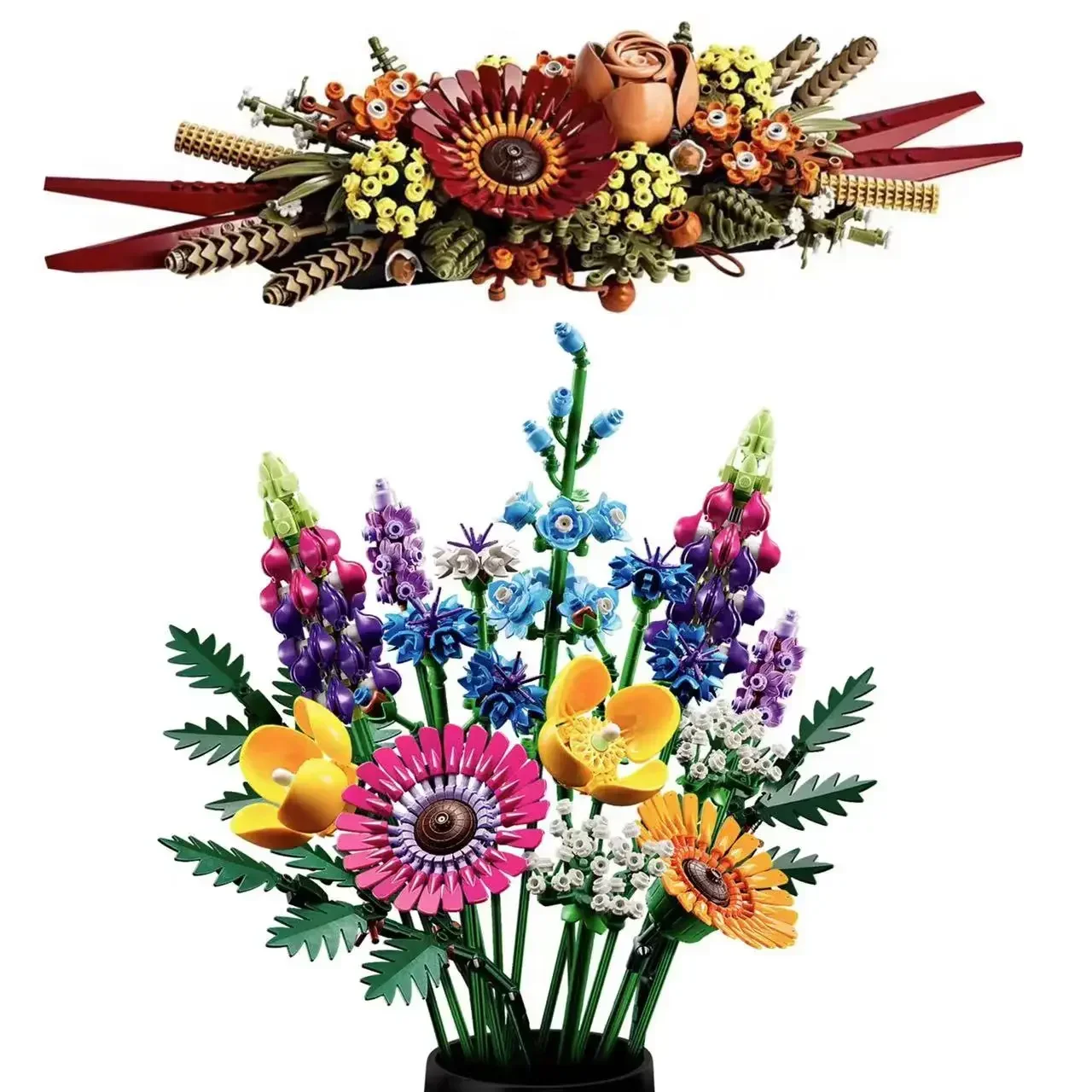 2023 NOVÉ 10313 Wildflower Kytice Květiny 10314 Sušené Květinové Středobodem Dekorace Cihly Hračky Pro Holky Dospělé, Dárky k Narozeninám
