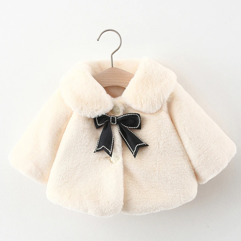 2024 Nový Zimní Bunda Pro Baby Girl Oblečení Móda Vánoce Princezna Plášť Podzimní Teplé Umělé Kožešiny Dívky Kabát Plyšové Baby Vynosit