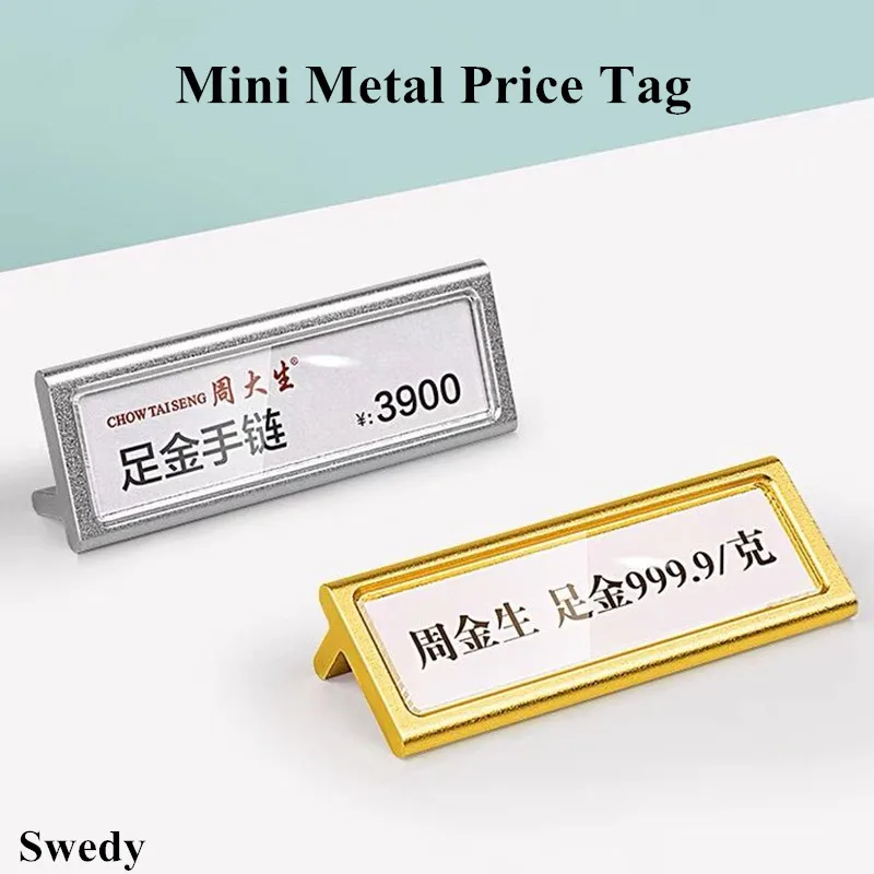 20x60mm Malý Kovový Nápis Držitele Zobrazení Stojan Mini Produkty Název Cena Štítku Papírové Karty Tag