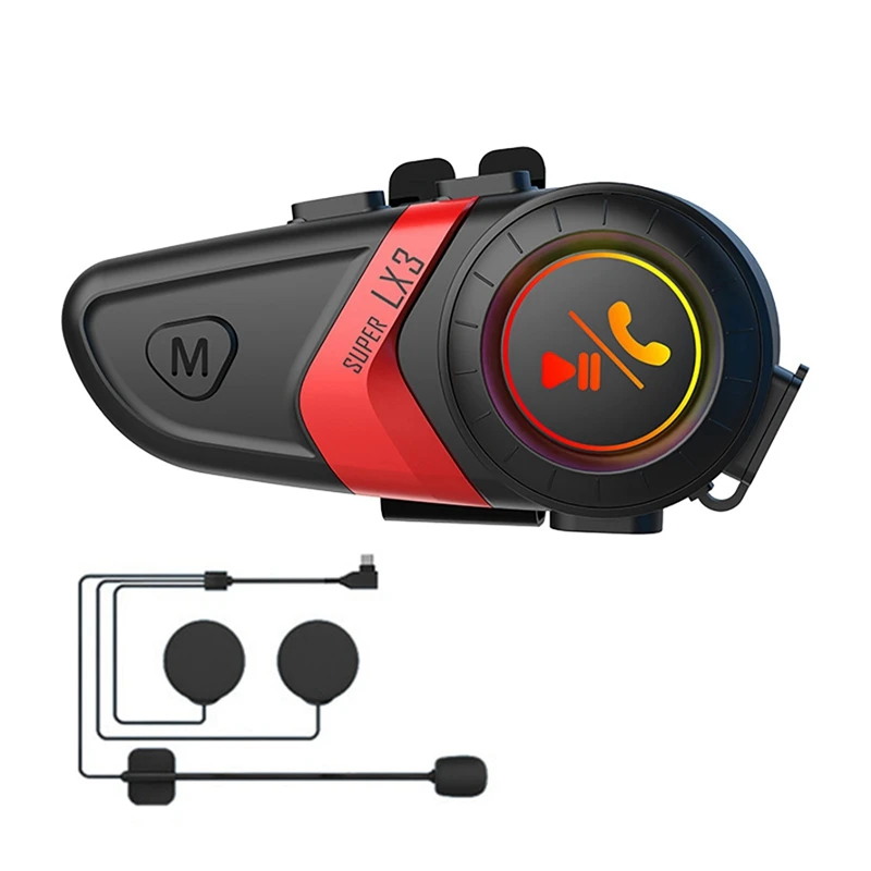 3X LX3 Helmy Bluetooth Headset 1200MAH Motocykl BT5.0 Bezdrátové Hands-Free Volání Stereo Anti-Rušení Headset-
