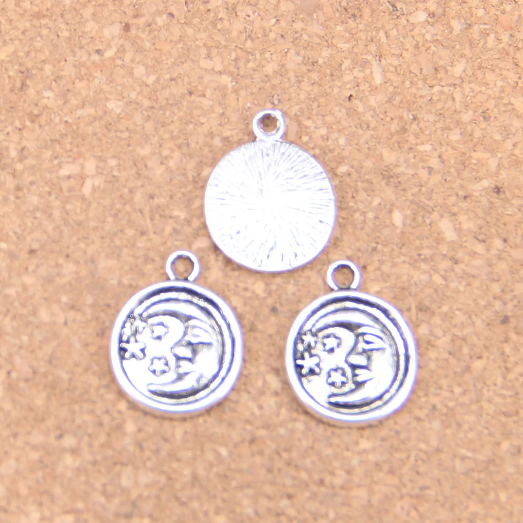 72pcs Kouzlo kruh, měsíc, hvězda, 19x15mm Starožitné Přívěsky,Vintage Tibetské Stříbro, Šperky,pro DIY náramek, náhrdelník