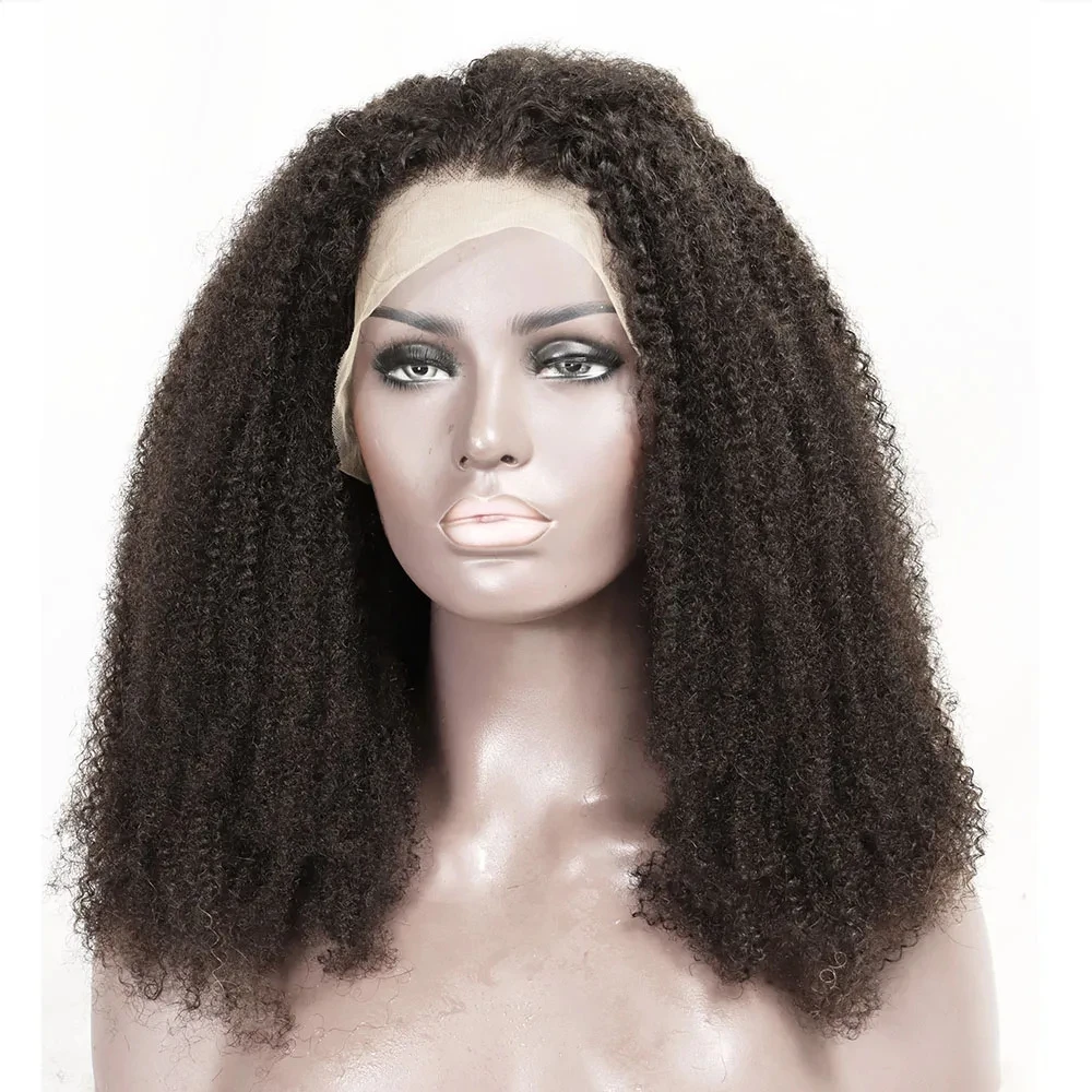 Afro Perverzní Kudrnaté Lidské Vlasy Paruky 13x4 Transparentní Plné Krajka Čelní Uzavření Paruky 4C Přírodní PrePlucked Vlasů pro Ženy