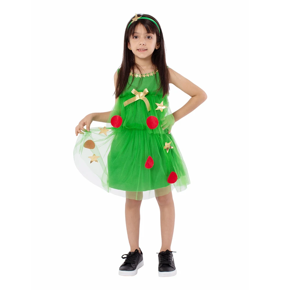 Batole Vánoční Strom Kostým Zelená Tutu Šaty Xmas Party Děti Halloween Kostým Pro Dívky Vánoční Strom Šaty