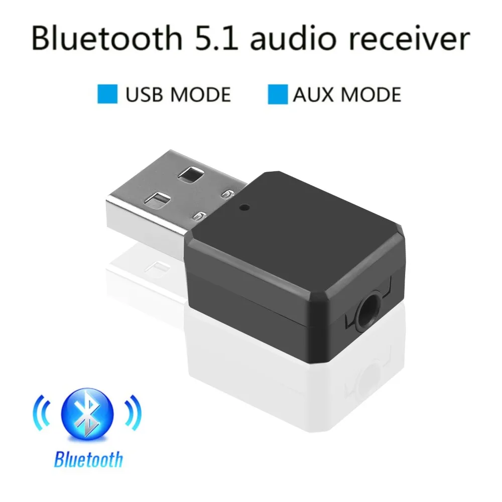 Bluetooth 5.1 Audio Přijímače, AUX USB Duální Výstup Dongle Adaptér Stereo Hands-free Volání pro Auto PC Reproduktor Hudební Přijímač