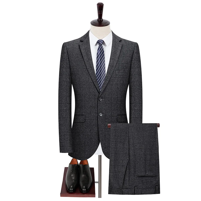 Boutique (Sako+ Kalhoty) Módní Gentleman Britský Styl Ležérní Micro-elastický Manželství Business Hubnutí Kariéra 2-kus