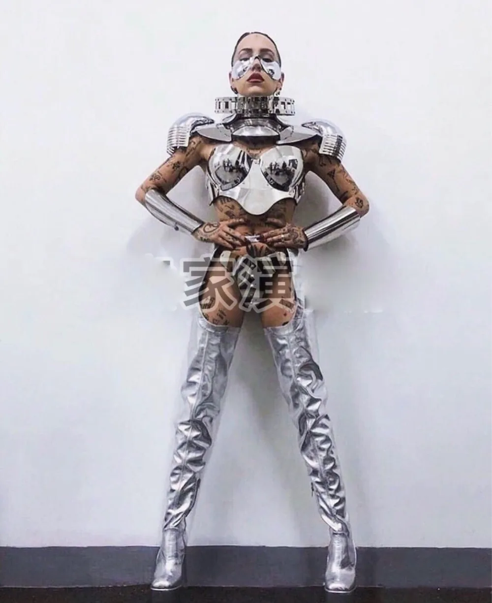 budoucnost tech Vánoční Bar Super holka, brnění gogo kostým jevištní show dance modelu molu technologie party nosí