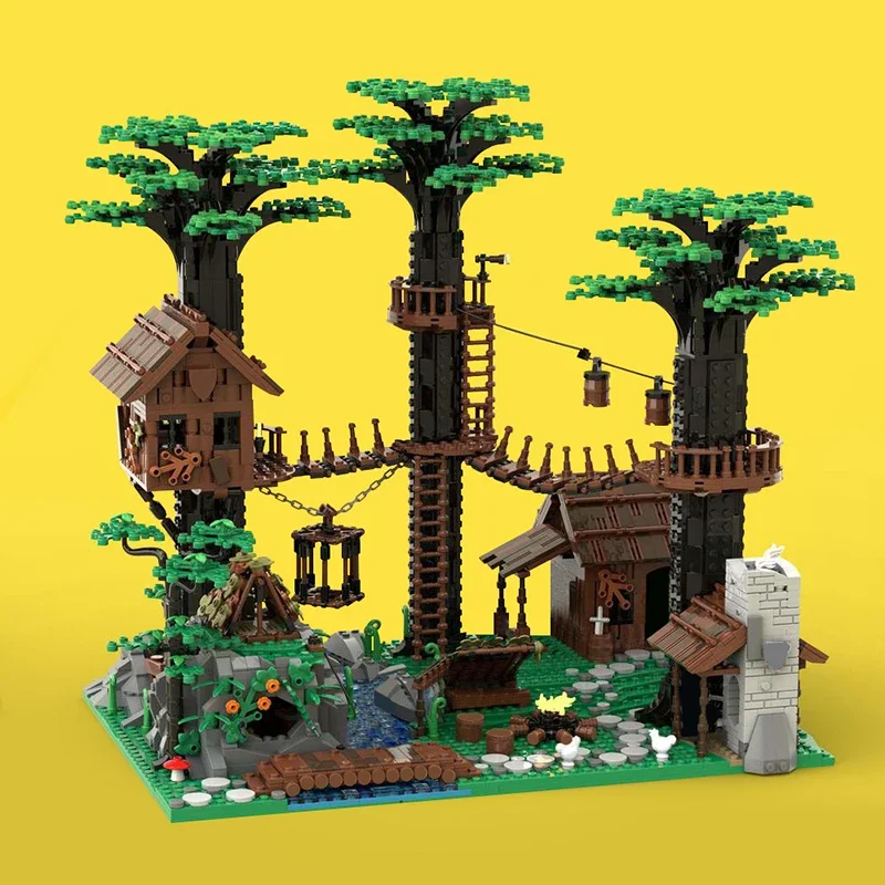 BuildMoc Strom Les Forestmen Sídlo Stavební Bloky Nastavit Divoké Villa Paradise Cihly Hračky Pro Děti Dítě Dárek k Narozeninám