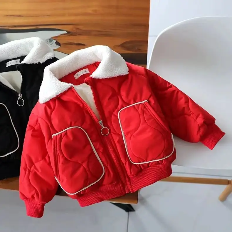 Chlapecké Kartáčovaný Bunda Kabát Polstrovaný Bunda Zimní Oblečení dětské Baby Batole Tepelné Bavlna-Polstrovaný