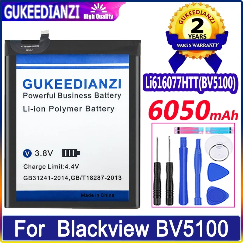 GUKEEDIANZI Pro Blackview BV5100 BV 5100 Baterie 6050mAh Vysokou Kapacitou pro Blackview Li616077HTT Baterie