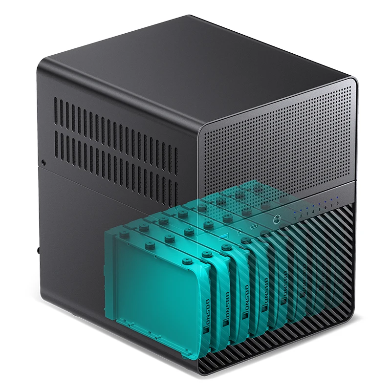JONSBO N3 Mini NAS Případě ITX 8+1 Disk Mini Hliníkové s Ocelovou Deskou Případě Podpory 130 mm CPU Chladič Dvě 100×25 mm fanoušci jsou standardní