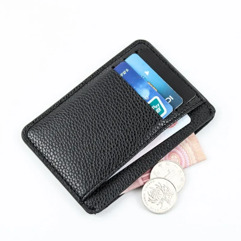Kreativní Jednoduché PU Mini Karty Taška Litchi Vzor Ultra-thin Multi-funkční Držák na Kartu Dokumentu Bag