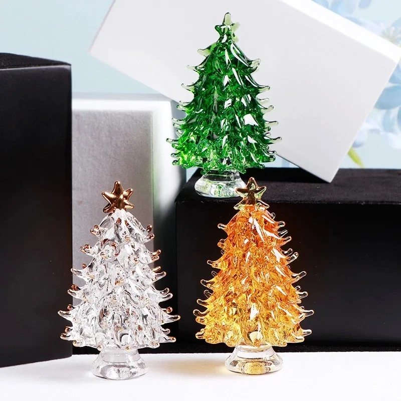 Kreativní Vynikající Transparentní Crystal Barevné Glazury Mini Vánoční Stromeček Šperky, Domácí Výzdoba na Stůl, Ozdoby Vánoční Dárek
