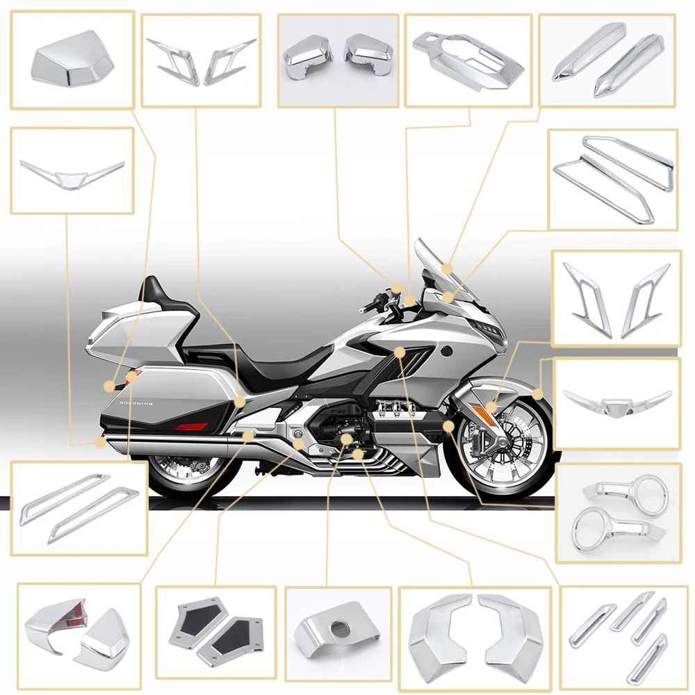 Kvalitní Motocykl přední a zadní chromovanou lištou Kryt pro Honda Goldwing 1800 GL1800 F6B 2018 2019 2020 motocykl příslušenství