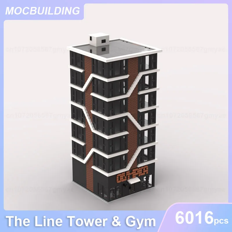 Line Tower & Gym a Západu slunce Tower Apartment je Modulární Stavby MOC Bloky DIY Montáž Cihly Archiecture Displej Hračky, Dárky