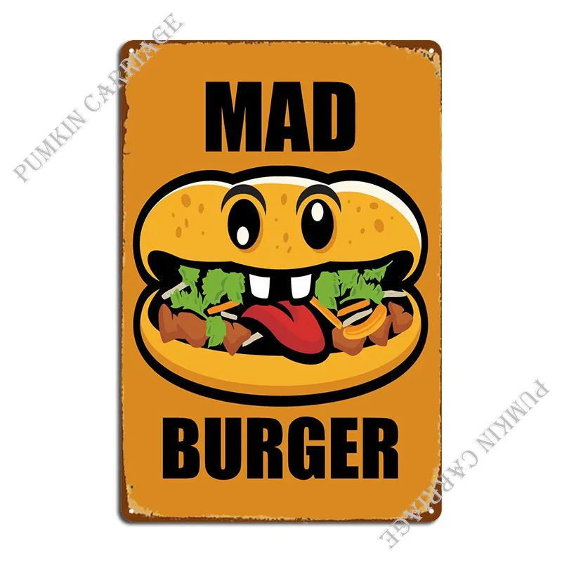 Mad Burger Kovová Deska Plakát Bar Nástěnné Klub Vlastní Tisk Tin Znamení, Plakát