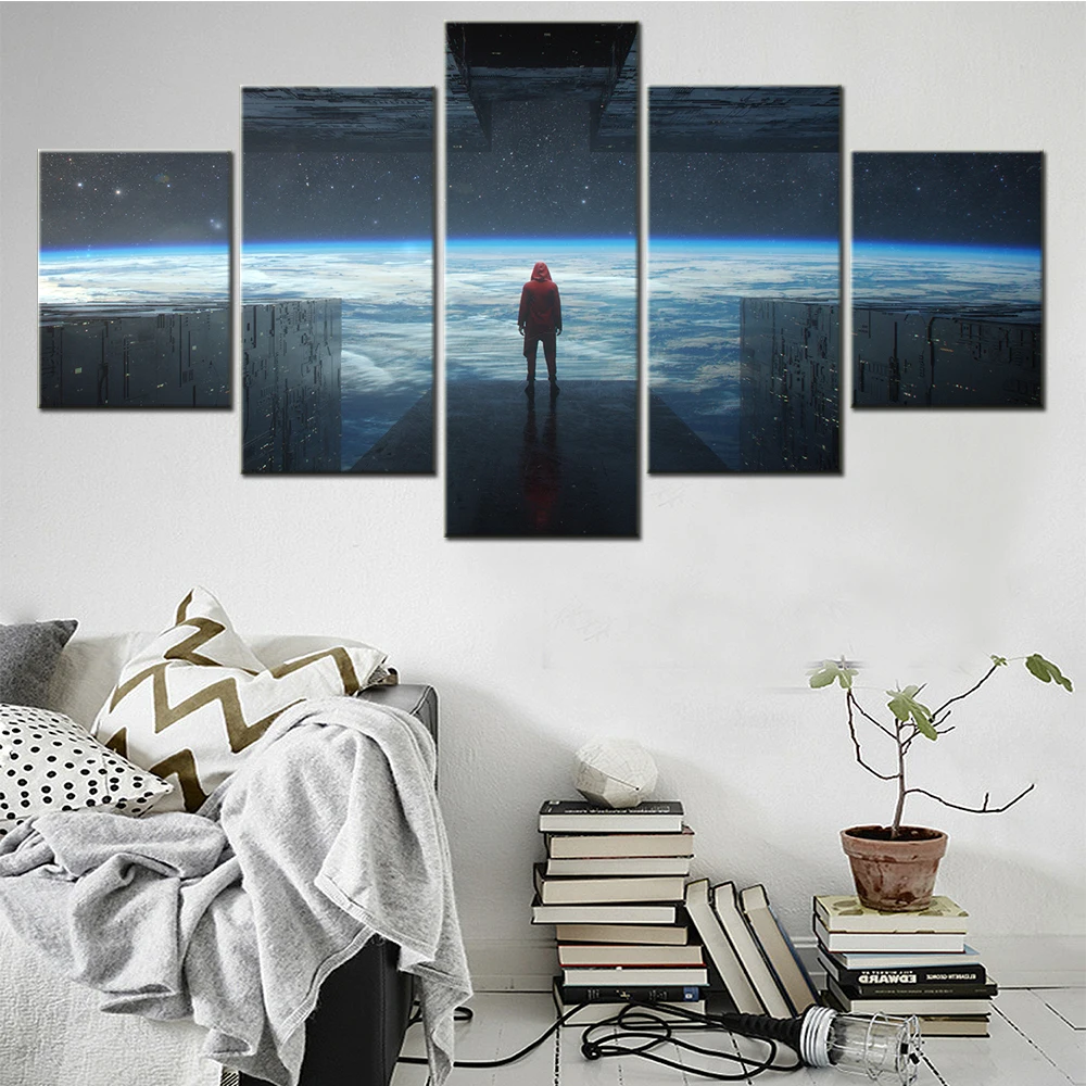 Malířské Plátno 5 Kus Vesmíru, Planety, Hvězdy, Umění, Dekorativní Obrázky Pro Obývací Pokoj Ložnice Nástěnné Malby Moderní Plakáty
