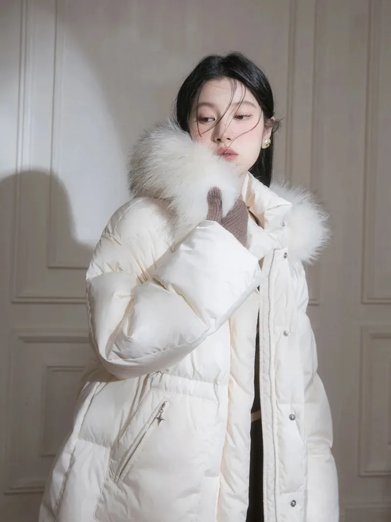 Miiiix Korean Fashion S Kapucí Bavlna Kabát Krém Bundy Zimní Nové Dojíždějící Plyšové Krku Dolů Dámy Bunda Žena Oblečení