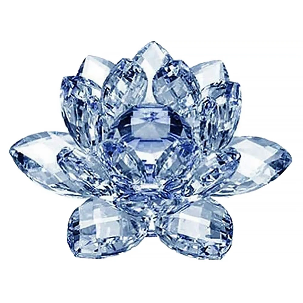 Modré Crystal Flower Ozdoby, Crystal Lotus Dekorace Interiéru Křišťálové Sklo Lotus Ozdoby Kreativní(Malé)