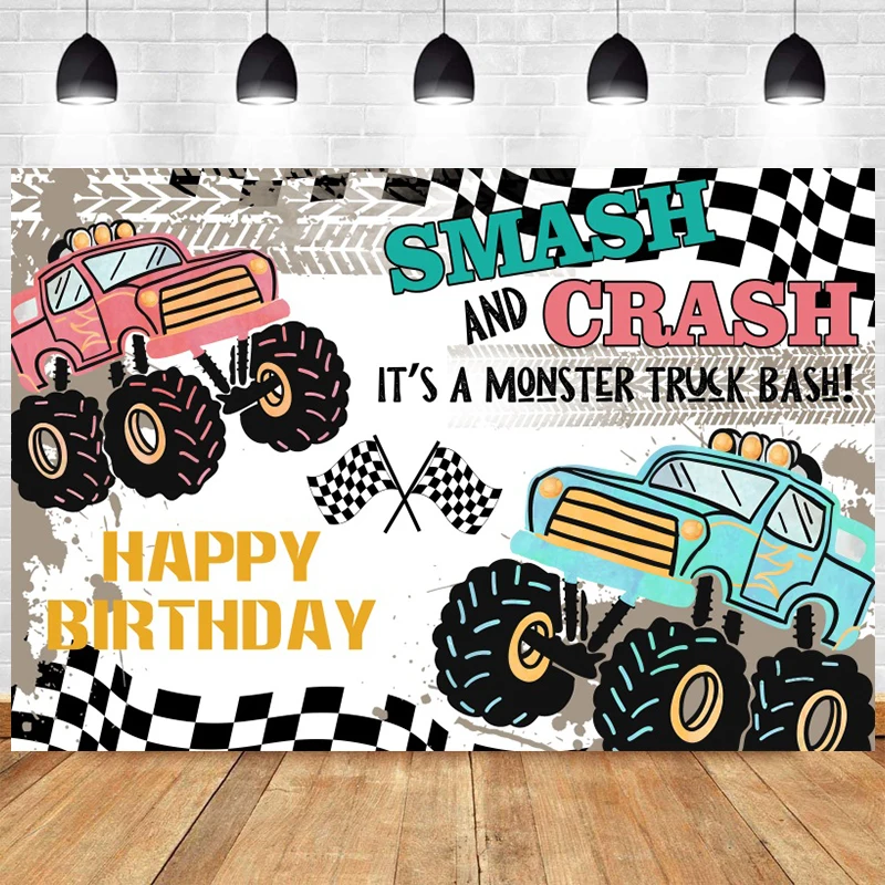 Monster Jam Pozadí Truck Narozeniny Téma Party Dekorace Banner pro Děti Chlapci Závodní Hra na Pozadí Fotografie Rekvizity Studio
