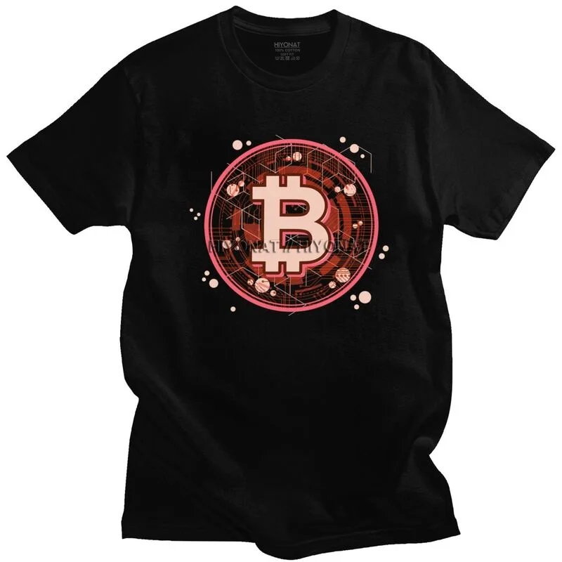 Módní Kryptoměna Bitcoin T Shirt Men 100% Bavlna Tee Crypto Btc Blockchain Geek Tričko Krátký Rukáv Casual T-shirt Dárek