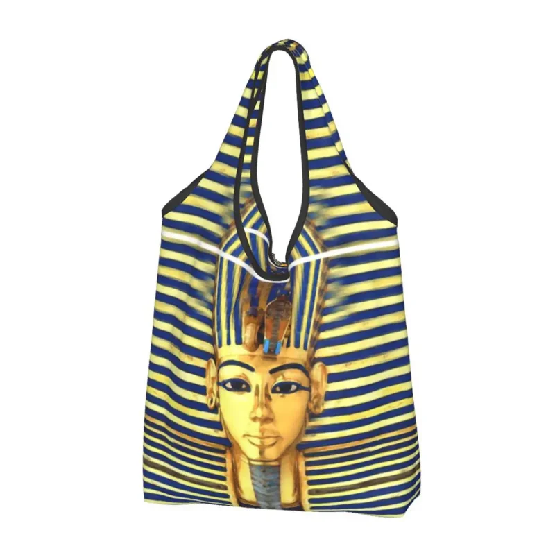 Módní Tisk Faraon Tutanchamon Zlato, Lapis Tote Nákupní Taška Přenosné Rameno Shopper Egypt Egyptské Kabelka