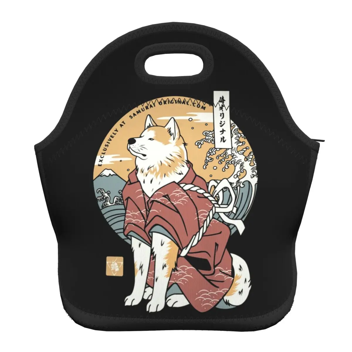Neoprenové Akita Pes Samuraj Izolované Oběd Tašky Japonský Kreslený Zvíře Picnic Cooler Tepelné Oběd Box Ženy, Děti
