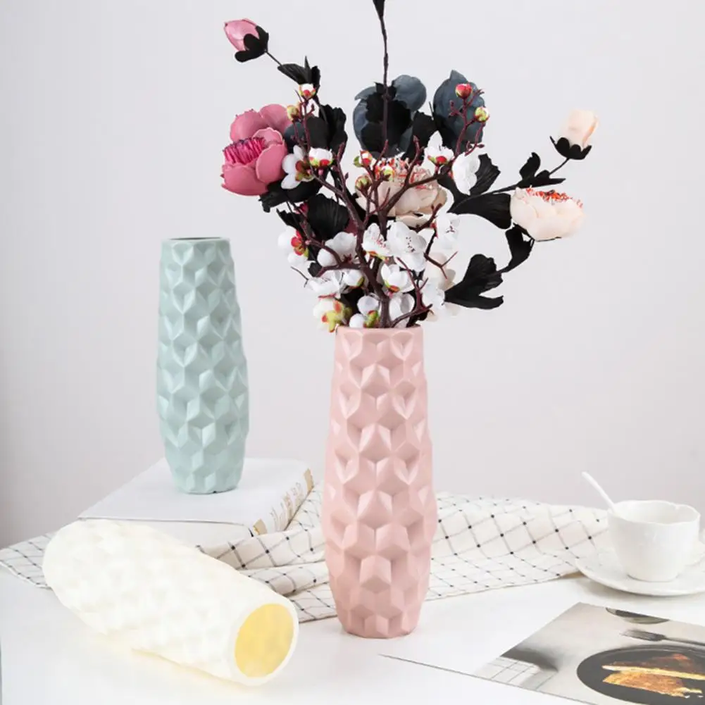 Nerozbitná Váza Moderní Severský Styl, Vázy s Jedinečnou Texturu Hladké Hrany Jednoduchost Květinové Nádoby pro Stolní Dekorace