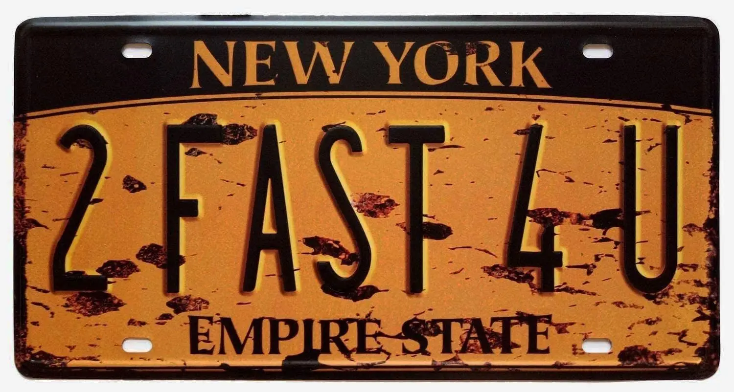 New York 2FAST4U, Empire State, Spojené Státy,Retro Vintage Auto spz Tin Sign Tag Domů Hospoda Bar Dekor