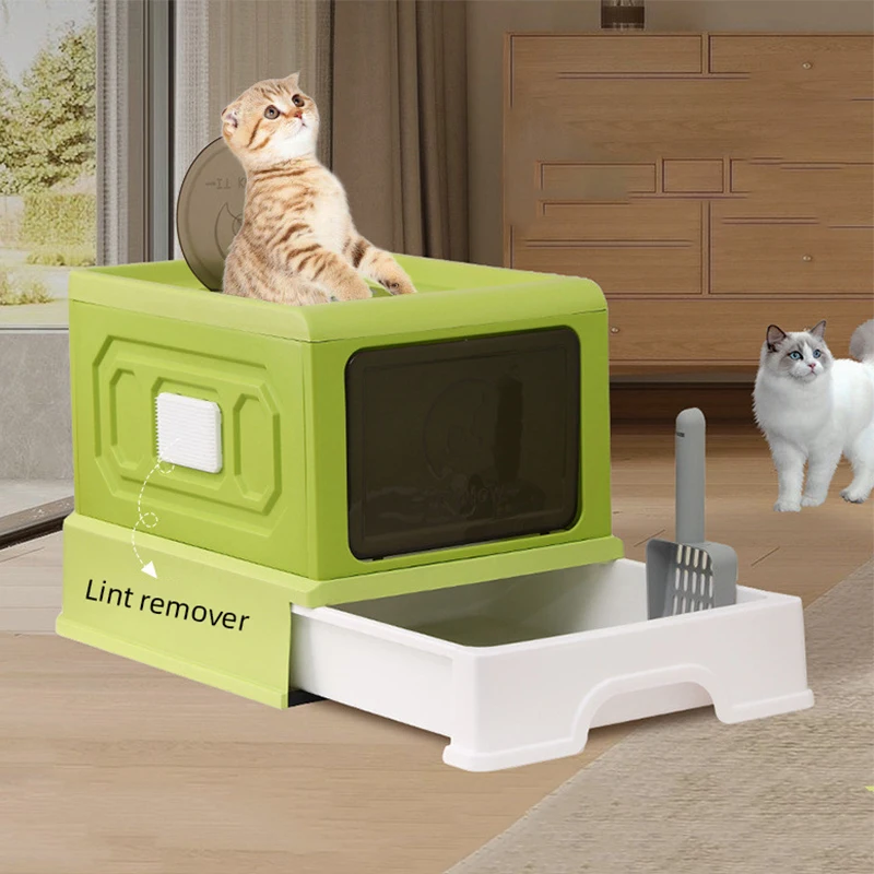 Nové Nadrozměrné Kočičí Podestýlky Box Plně Uzavřených Zásuvka Typ Rozstřik-Důkaz, Zahuštěný Toaleta pro Kočky