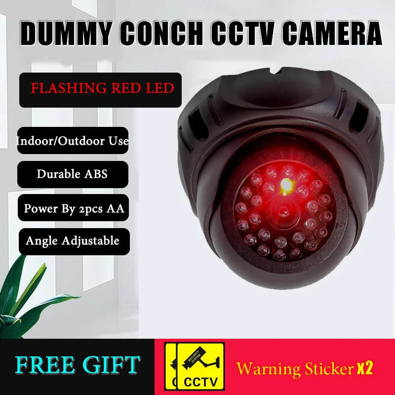 Nové Černé Ulita Dome Atrapa Kamery Bliká Červená Led Plastové Falešné Kamery Bezdrátové Simulace CCTV Bezpečnostní Systém Dohledu