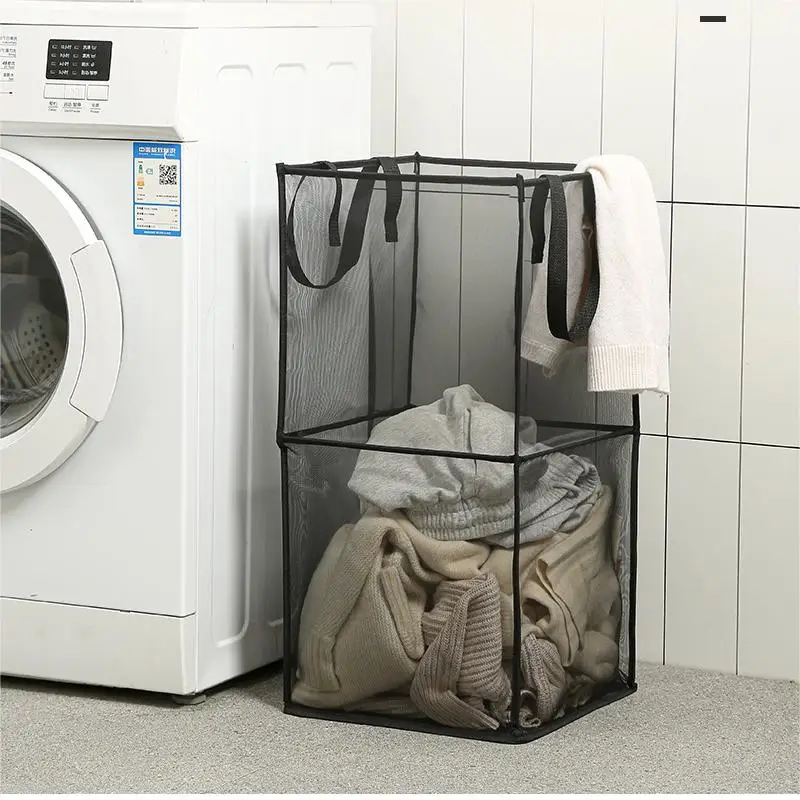 Ok, Špinavé Oblečení Koš Domácí Koupelny Multi-Vrstva Multifunkční Skládací Přenosný S Madlem Velká Kapacita Koše Na Prádlo