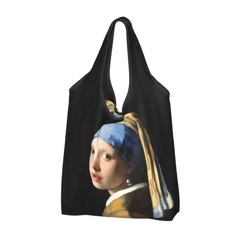 Opakovaně Dívka S Perlovou Náušnicí Nákupní Ženy Tote Bag Přenosné Vincent Van Gogh Malování Nákup Shopper Tašky