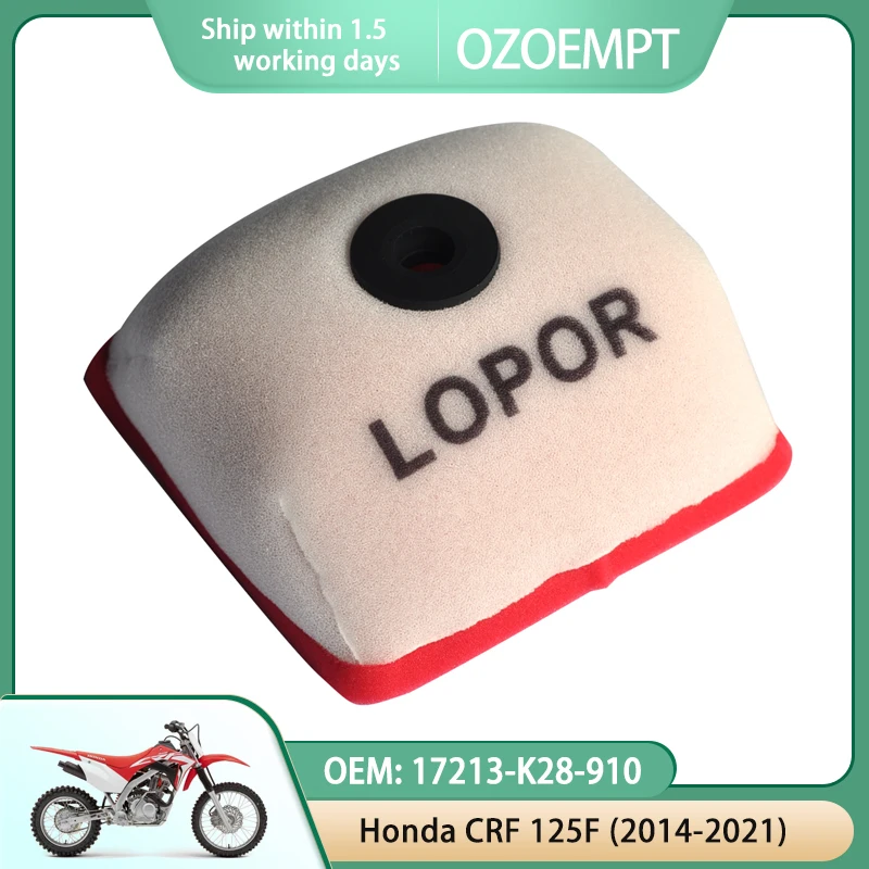 OZOEMPT DUAL-VRSTVA PĚNY Motocykl Vzduchový Filtr Použít na Honda CRF 125F 14-21 OEM: 17213-K28-910