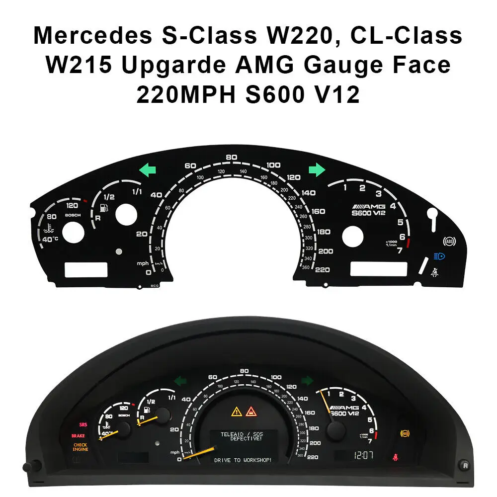 Palubní deska Na Mercedes S-Class W220 CL-Class W215 všechny druhy AMG Měřidlo Tvář 220MPH S600 V12