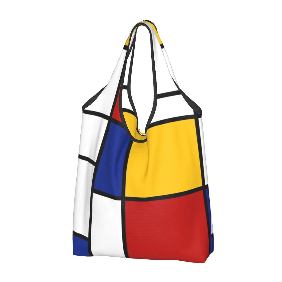Recyklace Inspirované Mondrian Nákupní Taška Ženy Tote Bag Přenosné Geometrické Moderní Potraviny Shopper Tašky