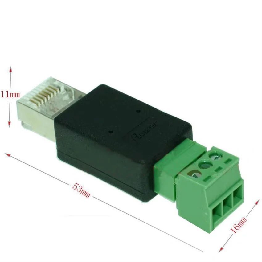 RJ45 na 3Pin svorka RJ45 pro RS485 kabeláž terminálu crystal head síťový kabel DIY adaptér