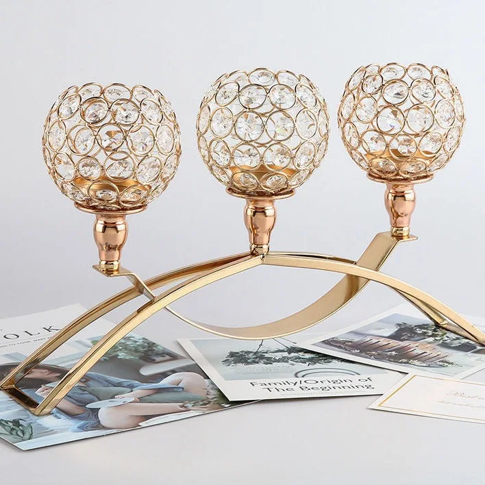 Romantickou Večeři při Svíčkách Kreativní Svícen Dekorativní Výrobky s Třemi Čele obloukový Most Crystal Svícen