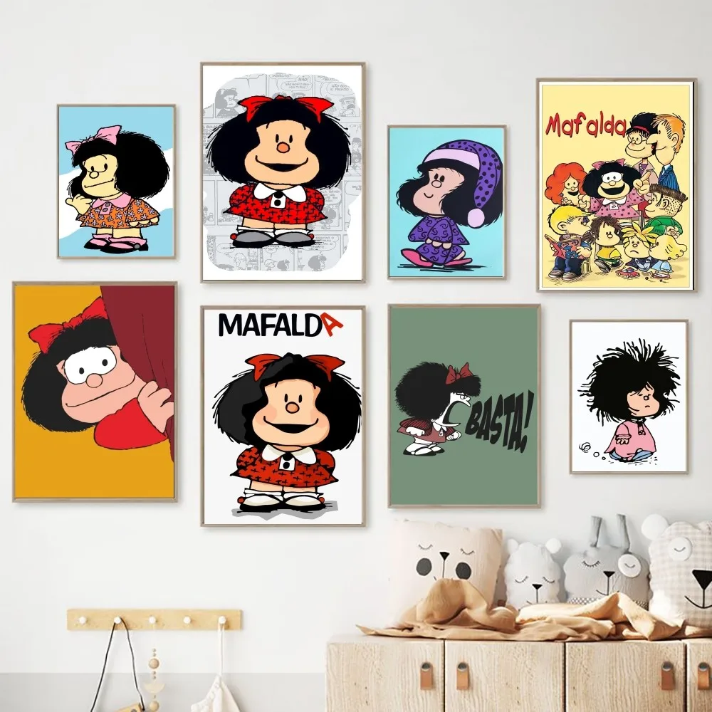 Roztomilý Kreslený Mafalda Plakát Č. Zarámovaný Plakát Kraft Club Bar Papír, Vintage Plakát Na Zeď Umění Malování Ložnice Studie Samolepky