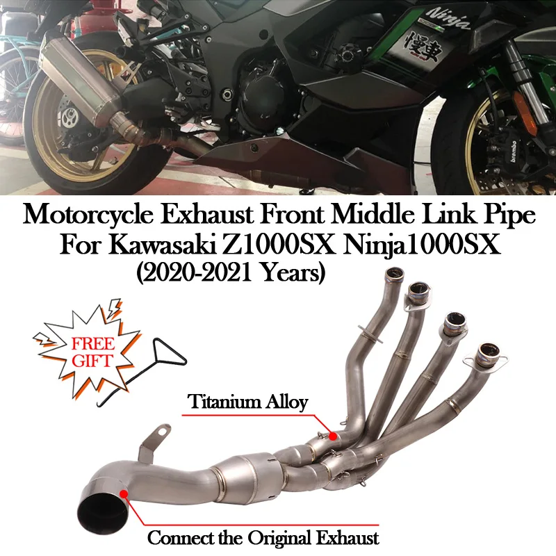 Slitiny titanu Pro KAWASAKI Z1000SX Ninja1000SX Z1000 SX 2020 2021 Motocykl Výfukové Systémy Přední Střední Link Potrubí Uniknout Moto