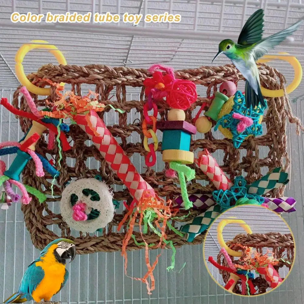 Snížit Stres Bezpečnost Papoušků Přírodní porostem mořské Trávy Tkané šplhací Síť Hračka pro malé Papoušky