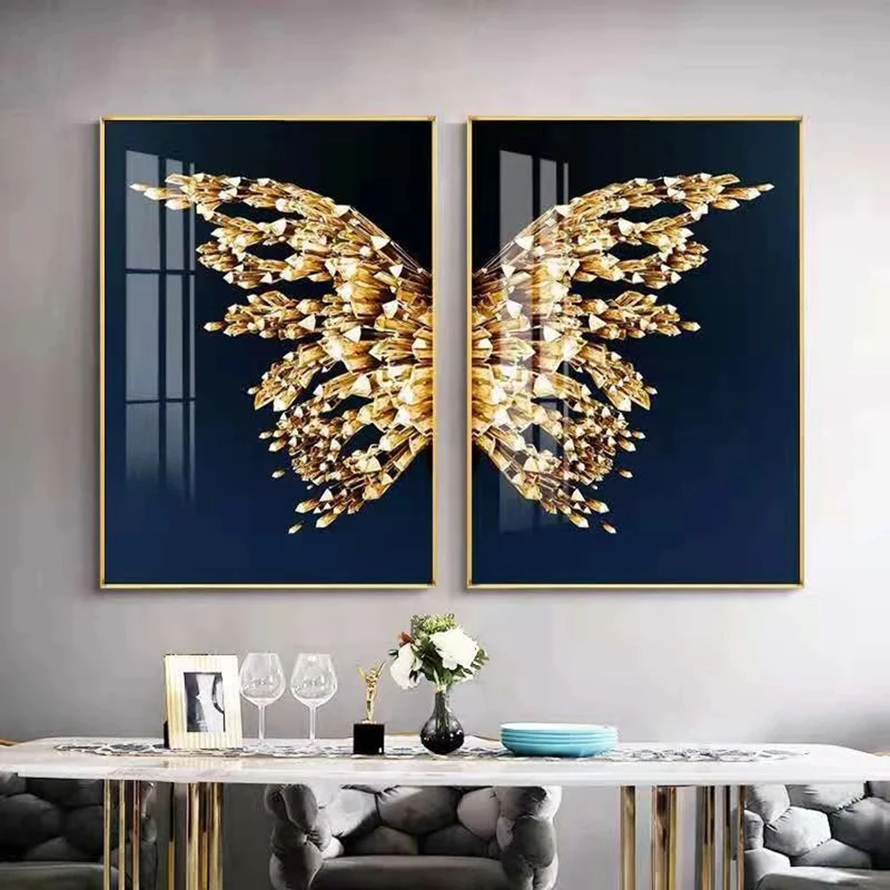 Světlo Luxusní Zlatý Motýl Umění Dekorativní Malby Abstraktní Plakáty a Tisky Line Obraz Pro Obývací Pokoj Zeď Dekor Nástěnné