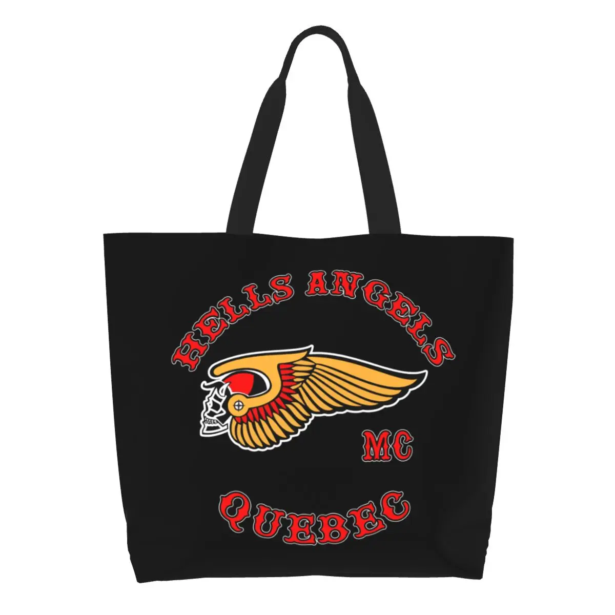Vlastní Hells Angels Logo Nákupní Plátěné Tašky Ženy V Pračce Velké Kapacity Nákupem Motorcycle Club Shopper Tote Tašky