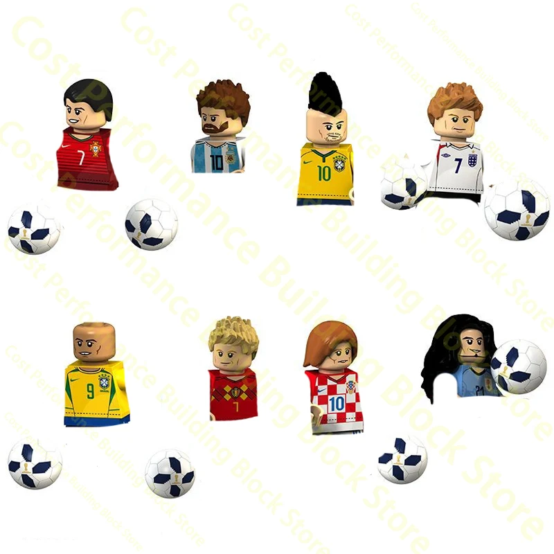 XP013-020 Stavební Bloky Slavný Fotbalový Hráč Star Cihly Číslo Akce Údaje Kompatibilní Hračky pro Děti Dárky