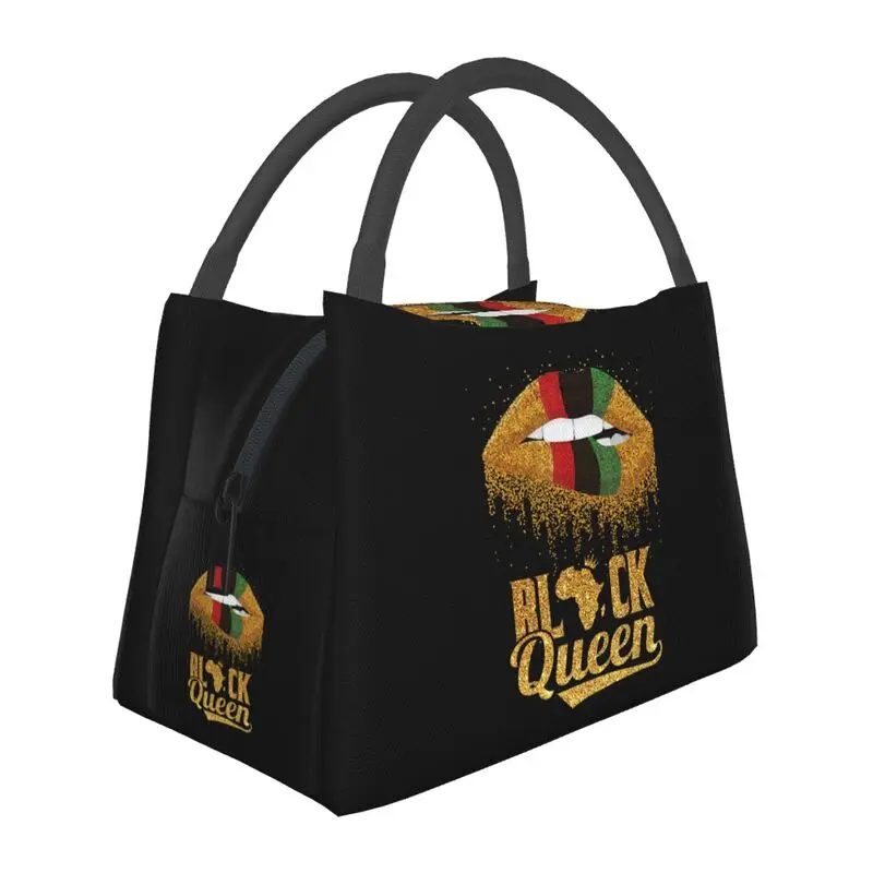 Černá Královna Rty Africe Dívka Izolované Oběd Tašky pro Venkovní Piknik Vodotěsné, Tepelné Bento Box Chladič Žen